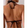 imageMakeMeChic Womens Floral Halter Bikini Top Metal Ring Triangle Backless Swimwear Bathing Suit TopsBlack and Red
