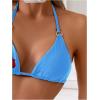 imageMakeMeChic Womens Floral Halter Bikini Top Metal Ring Triangle Backless Swimwear Bathing Suit TopsBlue and Red