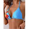 imageMakeMeChic Womens Floral Halter Bikini Top Metal Ring Triangle Backless Swimwear Bathing Suit TopsBlue and Red