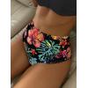 imageMakeMeChic Womens High Waisted Bikini Bottoms Floral Tropical Print Summer Swim BottomBlack