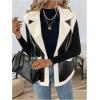 imageMakeMeChic Womens PU Leather Fuzzy Vest Open Front Sleeveless Pocket Warm JacketBlack