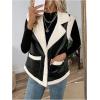 imageMakeMeChic Womens PU Leather Fuzzy Vest Open Front Sleeveless Pocket Warm JacketBlack