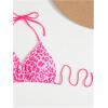 imageMakeMeChic Womens Plus Size Leopard Print Halter Bikini Top Tie Backless String Bathing Suit Swim TopsPink
