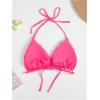 imageMakeMeChic Womens Plus Size Leopard Print Halter Bikini Top Tie Backless String Bathing Suit Swim TopsPink