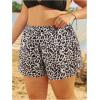 imageMakeMeChic Womens Plus Size Swim Shorts Ruffle High Waist Swimsuit Shorts Tankini BottomMulticolor