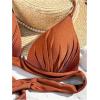imageMakeMeChic Womens Solid Halter Triangle Bikini Top Tie Back Push Up Backless Solid Swimsuit Top BeachwearCoffee Brown