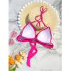 imageMakeMeChic Womens Solid Halter Triangle Bikini Top Tie Back Push Up Backless Solid Swimsuit Top BeachwearHot Pink