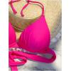 imageMakeMeChic Womens Solid Halter Triangle Bikini Top Tie Back Push Up Backless Solid Swimsuit Top BeachwearHot Pink