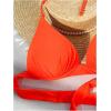 imageMakeMeChic Womens Solid Halter Triangle Bikini Top Tie Back Push Up Backless Solid Swimsuit Top BeachwearOrange