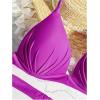 imageMakeMeChic Womens Solid Halter Triangle Bikini Top Tie Back Push Up Backless Solid Swimsuit Top BeachwearPurple