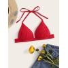 imageMakeMeChic Womens Solid Halter Triangle Bikini Top Tie Back Push Up Backless Solid Swimsuit Top BeachwearRed