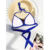 imageMakeMeChic Womens Solid Halter Triangle Bikini Top Tie Back Push Up Backless Solid Swimsuit Top BeachwearRoyal Blue
