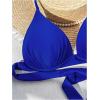 imageMakeMeChic Womens Solid Halter Triangle Bikini Top Tie Back Push Up Backless Solid Swimsuit Top BeachwearRoyal Blue