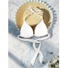 imageMakeMeChic Womens Solid Halter Triangle Bikini Top Tie Back Push Up Backless Solid Swimsuit Top BeachwearWhite