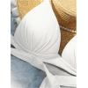 imageMakeMeChic Womens Solid Halter Triangle Bikini Top Tie Back Push Up Backless Solid Swimsuit Top BeachwearWhite