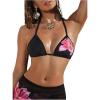 imageMakeMeChic Womens Floral Bikini Top Halter Triangle Tie Backless Bathing Suit TopsBlack