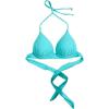 imageMakeMeChic Womens Solid Halter Triangle Bikini Top Tie Back Push Up Backless Solid Swimsuit Top BeachwearBlue