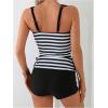 imageMakeMeChic Womens 2 Piece Tankini Swimsuit Striped Drawstring High Waisted Tummy Control SwimsuitBlack and White