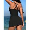 imageMakeMeChic Womens 2 Piece Tankini Swimsuits Halter Ruched Wrap Criss Cross Swim Dress with BottomBlack