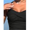imageMakeMeChic Womens 2 Piece Tankini Swimsuits Halter Ruched Wrap Criss Cross Swim Dress with BottomBlack