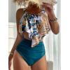 imageMakeMeChic Womens Swimsuits Two Piece Bathing Suits Ruffled Flounce Top High Waisted Bottom Bikini SetTeal Blue