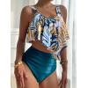imageMakeMeChic Womens Swimsuits Two Piece Bathing Suits Ruffled Flounce Top High Waisted Bottom Bikini SetTeal Blue