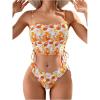 imageMakeMeChic Womens Floral Tankini Swimsuit Drawstring Side High Cut Bathing SuitMulticolor