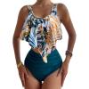 imageMakeMeChic Womens Swimsuits Two Piece Bathing Suits Ruffled Flounce Top High Waisted Bottom Bikini SetTeal Blue