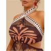 imageMakeMeChic Womens Plus Size Halter Mini Dress Tropical Print Tie Back Summer Vacation Boho DressesBrown