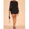 imageMakeMeChic Womens Plus Size Mesh Dress Long Sleeve Lettuce Trim Bodycon Mini DressesBlack