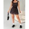 imageMakeMeChic Womens Plus Size Mesh Leopard Print Cami Dress Bow Bodycon Y2k Mini DressesMulticolor