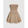 imageMakeMeChic Womens Plus Size Strapless Pleated Dress High Waist Y2K Club Mini DressKhaki
