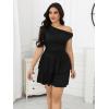 imageMakeMeChic Womens Plus Size Summer Dress Asymmetrical Neck Mini Dress Ruffle Tiered Cocktail DressesBlack