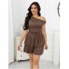 imageMakeMeChic Womens Plus Size Summer Dress Asymmetrical Neck Mini Dress Ruffle Tiered Cocktail DressesBrown