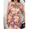 imageMakeMeChic Womens Plus Size Summer Dress Asymmetrical Neck Mini Dress Ruffle Tiered Cocktail DressesMulticolor