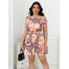 imageMakeMeChic Womens Plus Size Summer Dress Asymmetrical Neck Mini Dress Ruffle Tiered Cocktail DressesMulticolor