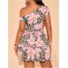 imageMakeMeChic Womens Plus Size Summer Dress Asymmetrical Neck Mini Dress Ruffle Tiered Cocktail DressesPink
