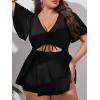 imageMakeMeChic Womens Plus Size Tankini Swimsuit Cut Out High Waisted 2 Piece Bathing Suit