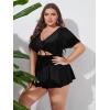 imageMakeMeChic Womens Plus Size Tankini Swimsuit Cut Out High Waisted 2 Piece Bathing Suit