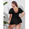 imageMakeMeChic Womens Plus Size Tankini Swimsuit Cut Out High Waisted 2 Piece Bathing Suit