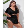 imageMakeMeChic Womens Plus Size Tankini Swimsuit Cut Out High Waisted 2 Piece Bathing Suit