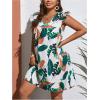 imageMakeMeChic Womens Plus Size Tropical Print V Neck Ruffle Cap Sleeve Tunic Dresses Flared A Line Mini DressMulticolor