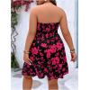 imageMakeMeChic Womens Plus Szie Floral Strapless Dress Ruffle Sleeveless Shirred Knee Length Tube DressesMulticolor
