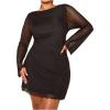 imageMakeMeChic Womens Plus Size Mesh Dress Long Sleeve Lettuce Trim Bodycon Mini DressesBlack