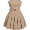 imageMakeMeChic Womens Plus Size Strapless Pleated Dress High Waist Y2K Club Mini DressKhaki