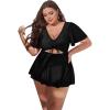imageMakeMeChic Womens Plus Size Tankini Swimsuit Cut Out High Waisted 2 Piece Bathing Suit