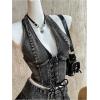 imageMakeMeChic Womens Denim Corset Top Halter Backless Shirred Y2K Crop TopsBlack