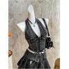 imageMakeMeChic Womens Denim Corset Top Halter Backless Shirred Y2K Crop TopsBlack