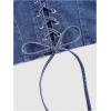 imageMakeMeChic Womens Denim Corset Top Halter Backless Shirred Y2K Crop TopsDark Wash