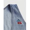 imageMakeMeChic Womens Denim Vest Cherry Cropped Button Down Jean Vest Sleeveless Tank TopLight Wash
